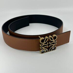 Authentic LOEWE Black and Brown Anagram Leather Reversible Women's Belt 80/32